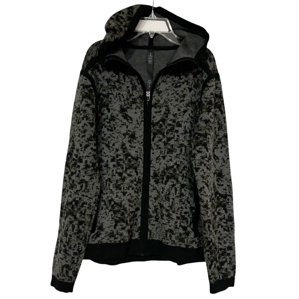 Lululemon Wind Down Hoodie Knit Jacket Black and Gray Size Medium